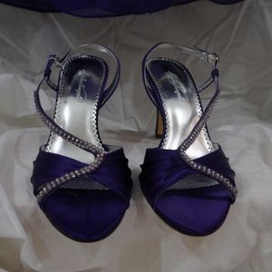 Davids Bridal Purple Satin Rhinestone Shoes